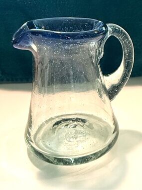 Handblown  glass creamer.Made in Mexico